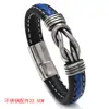 Pulsera de cuero bicolor simple para hombre, joyería transfronteriza europea y americana, hebilla magnética de acero inoxidable, pulsera de moda, accesorios creativos