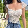 Europeu e americano verão novo puro desejo alça renda padrão perspectiva emagrecimento sexy cintura moda top bonito volta wrap