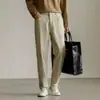[Promoção] Jeans de Sarja Americano Retrô Esticável, Cor Sólida, Corte Reto, Comprimento Cropped, Masculino, Estilo para Todas as Estações