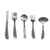 Aço Inoxidável 304 Colher Infantil Desenho Animado Louça de Bebê Rosto Sorridente Fofo Colher Pequena Garfo de Frutas Criativo Garfo de Sobremesa