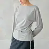 Venta de Liquidación Camiseta de Seda con Escote Bardot, Nuevo Estilo Otoño para Mujer, Camisa Base Fina de Lana con Cinturón