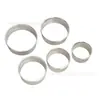 Set Transfronterizo de 5 Piezas de Cortadores Redondos de Acero Inoxidable con Borde Enrollado para Galletas, Anillos para Mousse de Pastel, Set de Repostería, Moldes para Masa de Empanadillas