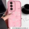 Adequado para Capa de Celular Samsung S25Edge Laço Rosa S24Fe Cor Café Frio Elegante A56 Case Escada Tianyan