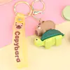 Llavero colgante de capibara muñeco de capibara de dibujos animados llavero de goma blanda de PVC decoración de bolso accesorio para llave de coche