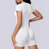 Conjunto de yoga de dos piezas, de punto sin costuras, color liso, transpirable y de manga larga, para deportes, running y fitness, de origen europeo y americano