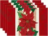 Manteles navideños transfronterizos 4 juegos de platos de cena tazas con tapetes termoaislantes Manteles decorativos para la atmósfera de las fiestas navideñas