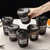 Las pegatinas para tazas de café son impermeables, de transferencia de cristal, transparentes, etiquetas autoadhesivas, decorativas, de alto valor estético, sencillas, estilo americano, desechables para bebidas