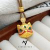 Novo Estilo Chinês Vietnamita Ouro de Areia Esmalte Ouro Antigo Pérola Leão Despertar Pingente Colar de Suéter Trançado Exquisito para Mulheres