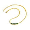 Collar de corazón de esmeralda con circonita de moda retro transfronterizo europeo y americano para mujer, acero de titanio chapado en oro de 18 quilates, joyería de temperamento al por mayor