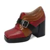 Novas cores combinando fivela cabeça quadrada sapatos femininos mesa d'água sola grossa salto alto grosso 33-48 sapatos de comércio exterior Amazon