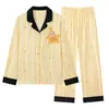 Pijama de Algodão Puro para Casal, Manga Longa e Calça Longa, Conjunto de Duas Peças Cardigan Masculino e Feminino, Conjunto de Duas Peças para Dormir e Lazer Transfronteiriço para Transmissão ao Vivo