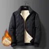 Chaqueta de Invierno Cálida para Hombre de Lana de Cordero, Plumón y Algodón, Engrosada y Oversize, Ajuste Delgado, Cuello Alto, Abrigo Grueso para Hombre