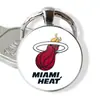 Logo de Equipo de la NBA Lakers Warriors 76ers Time Gem Aleación de Metal Llavero Grabado Colgante de Llave