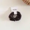Simple y Elegante Scrunchie de Satín con Perlas y Pedrería, Banda Elástica Alta Básica Que No Daña el Cabello, Accesorio para el Cabello