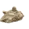 Talla en Madera de Boj Lingote de la Fortuna Buda Maitreya Buda Sonriente Madera Maciza Adornos para Coche de Entrada Manualidades Decoración