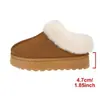 Más vendidos en plataformas independientes: Mules cerrados de felpa gruesa con tejido de gamuza sintética, suelas gruesas para aumentar la altura, pantuflas casuales de algodón para mujer para otoño e invierno