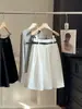 Falda Blanca Estilo Academia Línea A para Mujer, Nueva Falda Elegante tipo Paraguas de Cintura Alta para Verano, Falda Midi Voluminosa de Cintura Elástica Petite