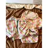 Pijama de Seda Gelada de Alta Qualidade Francês para Mulheres, Novo Estilo de Verão, Confortável para Sair, Manga Curta, Conjunto de Roupa de Casa com Short, Verão