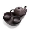 Mango de tetera de punta de dedo pieza de arena púrpura tetera pequeña olla de punta de dedo juego de té de kung fu té exquisito para los dedos mesa de té mini