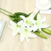 Lírio Simuladp Transfronteiriço 3 Cabeças Multi-Cabeças Atacado Display de Mesa Flor Decorativa Lírio Selvagem Simuladp Buquê de Casamento