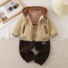 Traje Infantil Otoño Nuevo Chaqueta 3D de Perro Conjunto de Tres Piezas para Niños Pequeños y Niños Pequeños, Engrosado y Cálido para Uso al Aire Libre