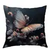 Funda de almohada impresa Temu Rosa Flor de cerezo Mariposa Gota de agua Transfronteriza para Oficina Dormitorio Sofá