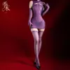 Cheongsam seductor nuevo de estilo chino, semitransparente, sedoso, brillante, ultrafino, con botones y diseño abierto, conjunto de lencería sexy sin extracción para mujer