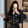 Conjunto de dos piezas para mujer con diseño de temperamento estilo Chanel, chaqueta corta de lana nueva y traje de falda corta hasta la mitad, otoño e invierno 2025