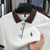 Camiseta tipo Polo de Manga Media Holgada de Verano para Hombre 2025 Nuevo Estilo Top de Textura Tejida Camiseta Transpirable para Cruce de Fronteras Tendencia