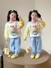 Conjunto de Moletom para Meninas Primavera Outono 2026 Novas Roupas de Outono para Crianças Roupas da Moda Conjunto Casual de Duas Peças para Bebê Menina