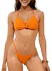 Nuevo Bikini de Estilo Europeo y Americano con Cuello Halter, Conjunto de Dos Piezas sin Espalda, Estilo de Tres Puntos, Traje de Baño Sexy Hot Girl Amazon Transfronterizo