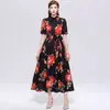 Comercio Exterior Transfronterizo Tk Ropa para Mujer: Estilo Elegante y Femenino, Cuello Solapa, Espalda Descubierta, Ceñido a la Cintura, Adelgazante, Estampado, Sin Mangas, Malla, Dobladillo Amplio, Vestido de Longitud Media