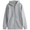 Sudadera con capucha para mujer, Otoño e Invierno 2025, Nueva, Coreana, Casual, Cremallera, Gris Hierro, Holgada, Top de longitud media