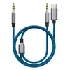 Cable de audio para coche dos en uno tipo C a 3.5 mm, cable de audio digital trenzado para Apple Huawei