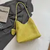 Bolsa Saco de Cor Sólida com Padrão Simples Trançado de Alto Valor Estético, Bolsa Tote de Grande Capacidade, Bolsa de Ombro para o Dia a Dia Casual e Despojada