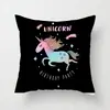 Suministro directo de fábrica funda de almohada creativa cuadrada de dibujos animados de unicornio linda funda para cojín de respaldo de sala de estar dormitorio del hogar