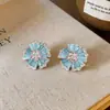 Brincos de Flor de Zircônia Fresca de Primavera e Verão Agulha de Prata, Luxo Leve, High-End, Brincos de Tarraxa Exquisitos, Simples, Nicho, Doces
