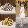 Sandalias de Diadema Tejida Estilo Mori para Niñas 2026 Nuevo Verano Zapatos de Princesa Huecos con Lazo para Niña Pequeña Zapatos de Playa