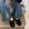 Pantuflas de Fieltro con Lunares Retro 2026 con Felpa para Mujer, para Usar al Aire Libre, Suela Gruesa, Cálidas, Casuales, Slip-on Perezosas, Puntera Cerrada, de Algodón