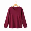 26 Outono Novo Estilo High-End Solta Emagrecimento Casual Versátil Gola V Manga Longa Tamanho Grande Camiseta Top Feminino