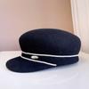 Gorra de Lana Francesa Nueva para Otoño e Invierno Decoración de Cadena de Perlas para Mujer Gorra Ecuestre Cálida Moda Sombrero de Jinete Sombrero de Fieltro