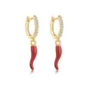 Pendientes de Plata de Ley S925 Andywen con Resina de Chile Rojo y Amarillo, Superficie de Concha, Estilo Coreano, Diseño Geométrico Europeo y Americano