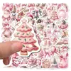 50 Pegatinas Coreanas Estilo Ins Navideño Rosa Impermeables Material de Decoración para Diario DIY Cuaderno Maleta Pegatinas