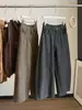 Pantalones casuales de algodón lavado estilo coreano de pierna ancha para mujer, nueva colección otoño 2026, talla petite, corte holgado, que cubren la cadera, adelgazantes, largo cropped