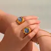 Anillo de Amor de Cara Ancha con Goteo de Aceite de Fundición Omega Heavy Industries Acero Inoxidable Electrochapado Oro Verdadero 18K Anillo de Moda