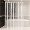 Cortina de Chuveiro Transparente de Cor Sólida com Textura 3D Transfronteiriça, Impermeável e à Prova de Mofo, Cortina de Divisória para Banheiro Sem Furos