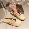 Zapatillas de Casa de Fondo Plano Estilo Francés Baotou para Mujer Ropa de Exterior 2025 Nuevos Zapatos de Verano y Primavera Slip-on Mary Jane Zapatos de Noche Zapatos de una Sola Capa