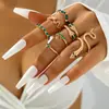 Anel de Joia Popular Europeu e Americano Pulseira Formato de Cobra Coração Esmeralda Sintética Diamante Estilo ins Conjunto de Várias Peças Anel para Mulheres