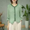 273 # Camisa vintage de algodón y lino para mujer, nuevo top de verano holgado adelgazante, elegante blusa de lino