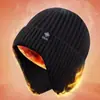 Conjunto de Gorro y Bufanda Transfronterizo para Hombre, Gorro de Punto Engrosado con Forro de Felpa para Proteger las Orejas, para Personas de Mediana Edad y Mayores, Gorro de Lana a Prueba de Viento